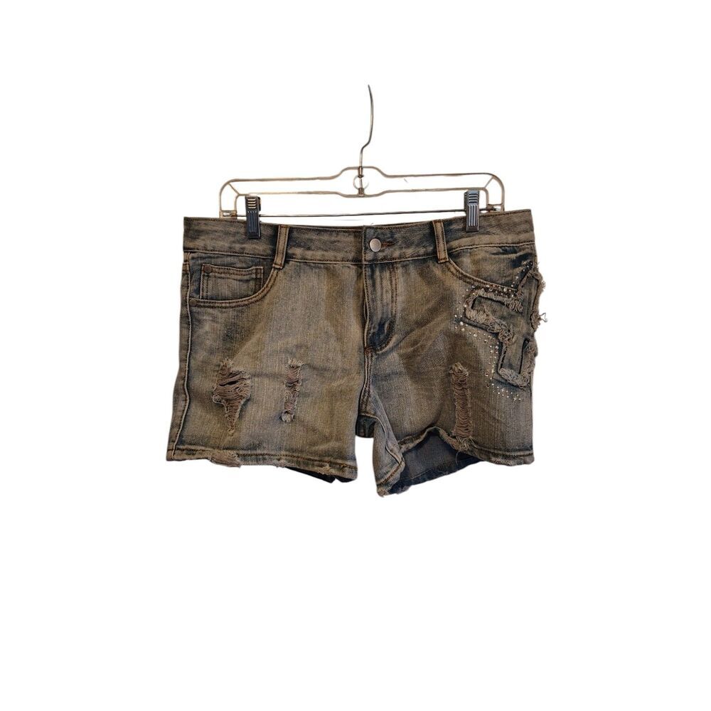 Rue 21 Light Wash Cross patch work back pocket mini‎ shorts